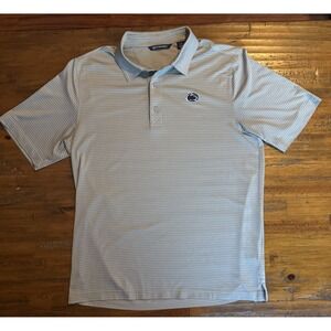 Cutter & Buck Penn State Polo Shirt Mens Medium Gray Striped Golf Performance